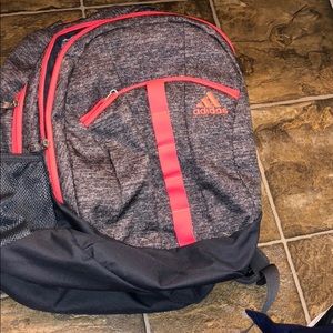 Gray and coral adidas bookbag